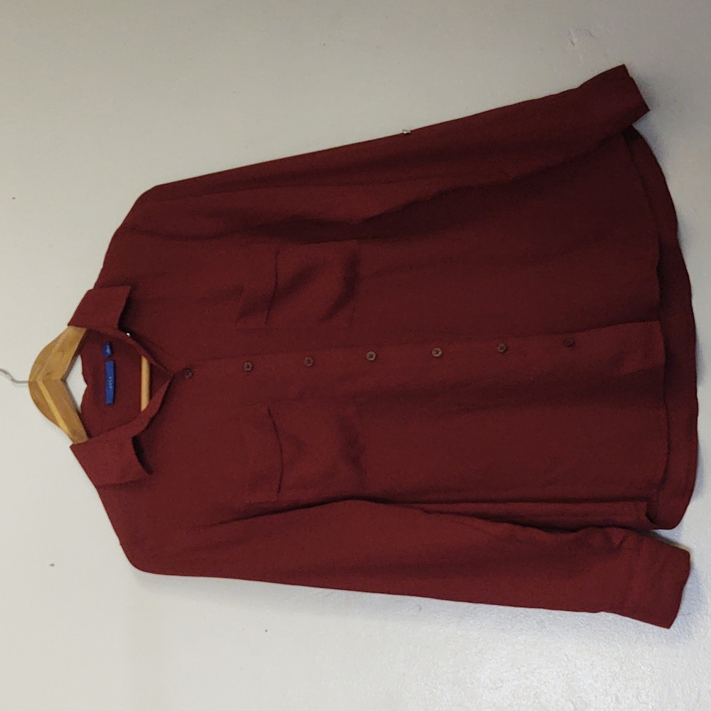 Apt.9 Burnt Orange Red Button Up Long Sleeve Dres… - image 1